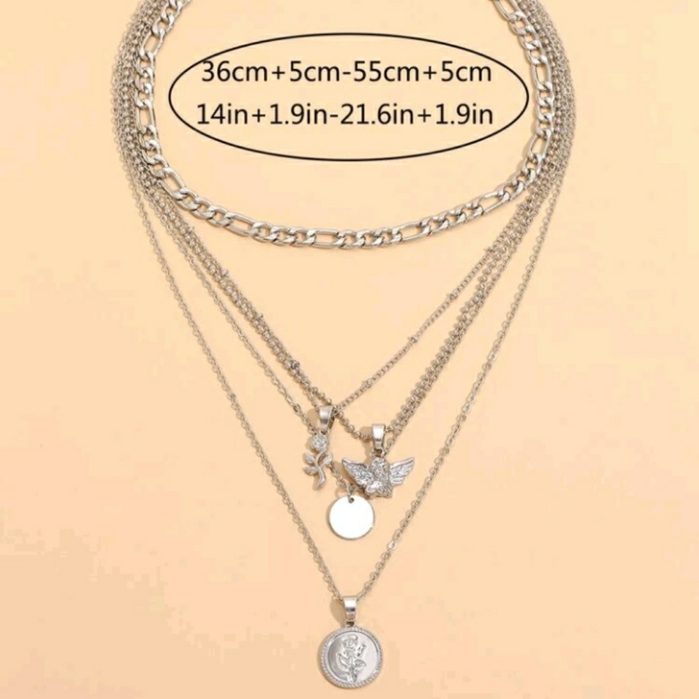 New Silver Pendant Layered Necklace - Picture 6 of 6